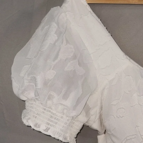 Adrianna Papell Dress Lacy Ivory Size 12 Lined Boho Embroidered Overlay Midi - Picture 6 of 16